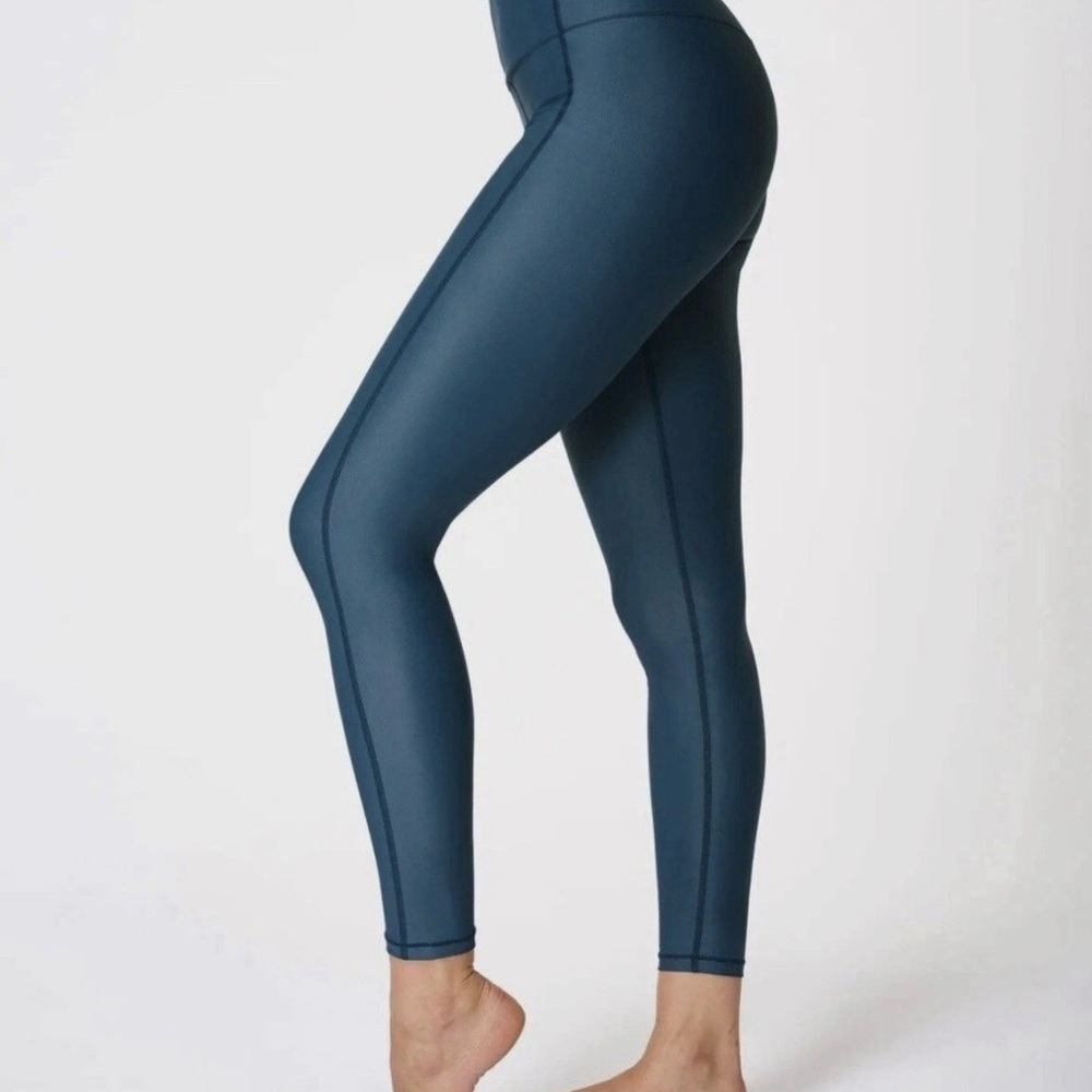 Sweaty Betty High Rise Waist Shine 7/8 Teal Leggings Yoga Athletic Small